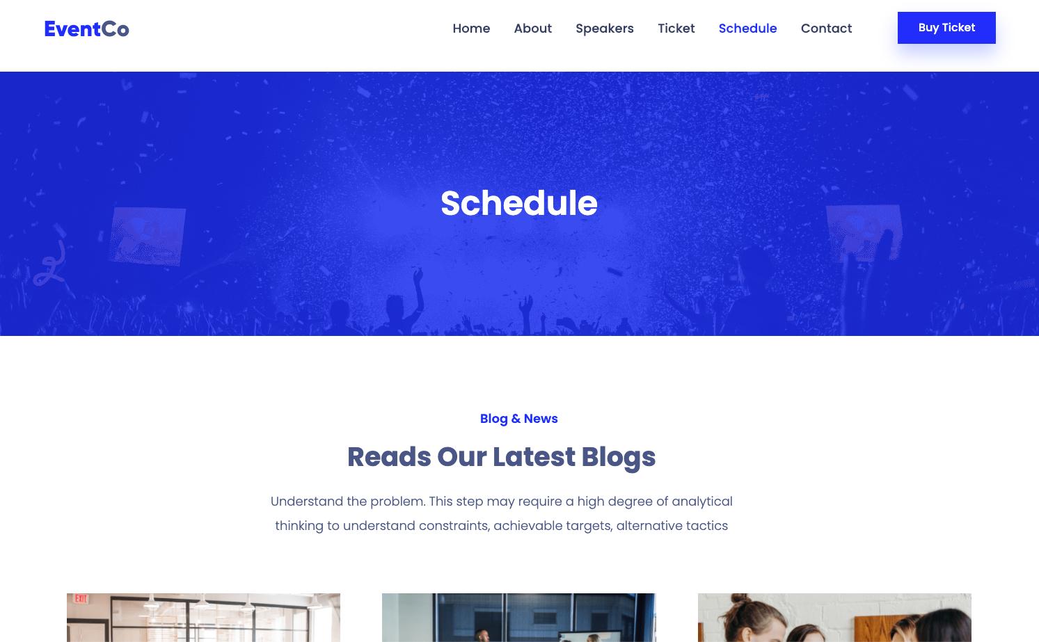 Eventco Schedule Page